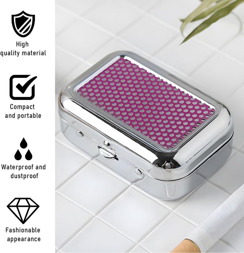 SHMZK Mini Portable Ashtrays, Metal Pocket Dustproof Car Ash Tray with Lid, Compact Square Windproof Car Cigar Ashtrays, Decorative Cigarette Snuffers Ashtray for Car Home Office (Purple) - Image 4